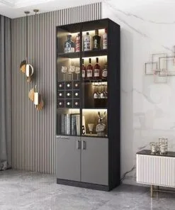 Tủ rượu MDF hệ cánh kính