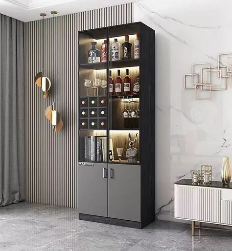 Tủ rượu MDF hệ cánh kính